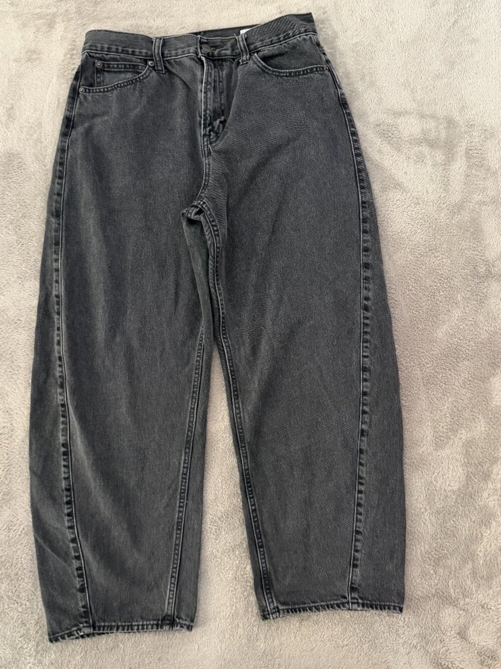 Gap Barrel Leg High Rise Jeans Washed Black Womens 10 30 Short